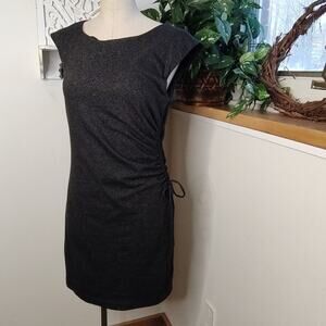 LOFT Side Rouched Grey Sleeveless Dress Medium